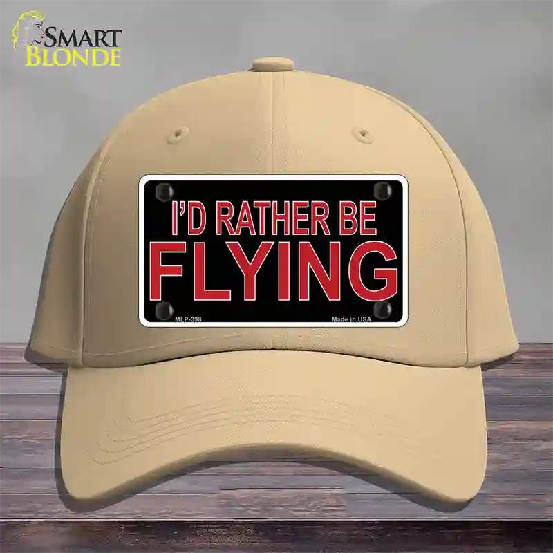Rather Be Flying Novelty License Plate Hat Cotton Khaki