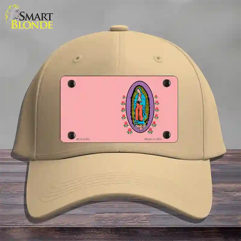 Virgin Mary Pink Novelty License Plate Hat Cotton / Khaki