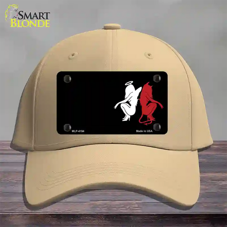 Angel Devil Offset Novelty License Plate Hat Cotton / Khaki