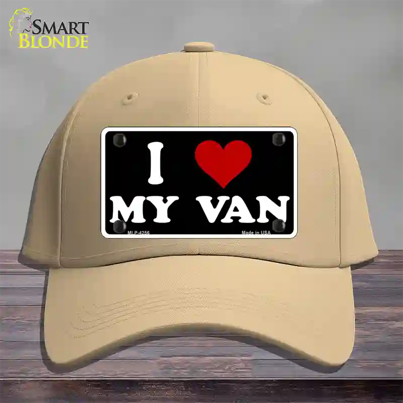 I Love My Van Black Novelty License Plate Hat Cotton / Khaki