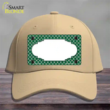 Green White Quatrefoil Center Scallop Novelty License Plate Hat Cotton / Khaki