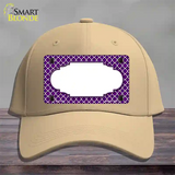 Purple White Quatrefoil Center Scallop Novelty License Plate Hat Cotton / Khaki