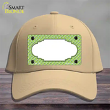 Lime Green White Quatrefoil Center Scallop Novelty License Plate Hat Cotton / Khaki