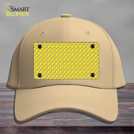 Yellow White Quatrefoil Novelty License Plate Hat Cotton / Khaki