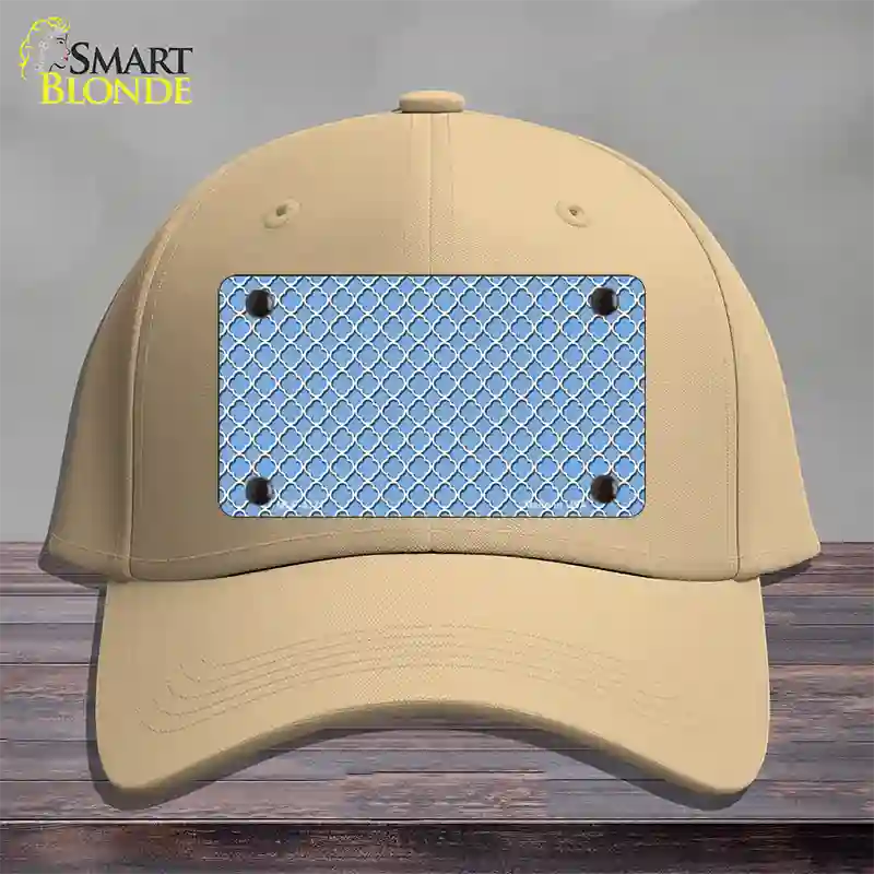 Light Blue White Quatrefoil Novelty License Plate Hat Cotton / Khaki
