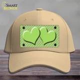 Lime Green White Quatrefoil Lime Green Center Hearts Novelty License Plate Hat Cotton / Khaki