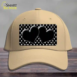 Black White Polka Dot Center Hearts Novelty License Plate Hat Cotton / Khaki