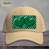 Green White Polka Dot Center Hearts Novelty License Plate Hat Cotton / Khaki