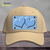 Light Blue White Polka Dot Center Hearts Novelty License Plate Hat Cotton / Khaki
