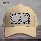 Grey Black Cheetah Gray Center Hearts Novelty License Plate Hat Cotton / Khaki