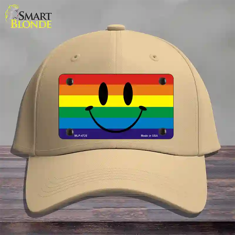 Smiley Face Novelty License Plate Hat Cotton Khaki