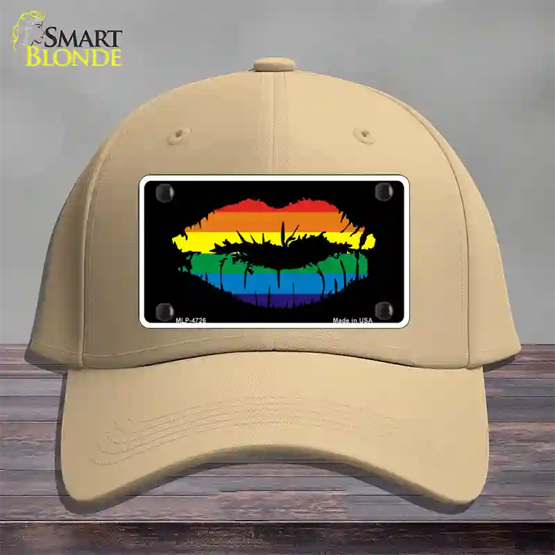 Lips Novelty License Plate Hat Cotton Khaki