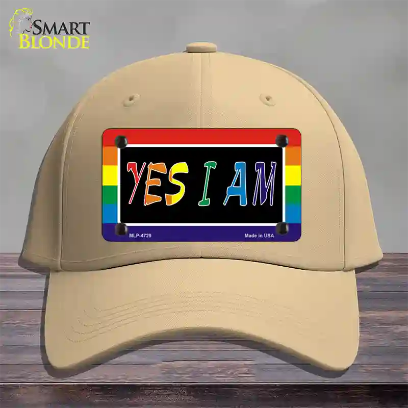 Yes I Am Novelty License Plate Hat Cotton Khaki