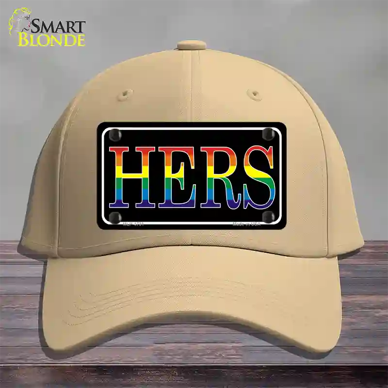 Hers Rainbow Novelty License Plate Hat Cotton Khaki