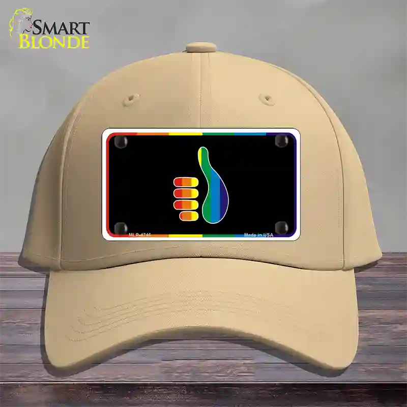 Thumbs Up Novelty License Plate Hat Cotton Khaki