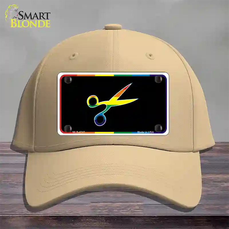 Scissors Novelty License Plate Hat Cotton Khaki