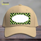 Lime Green Black Chevron Scallop Novelty License Plate Hat Cotton / Khaki