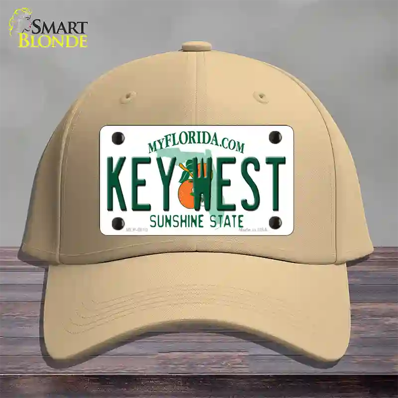 Key West Florida Novelty License Plate Hat Cotton / Khaki