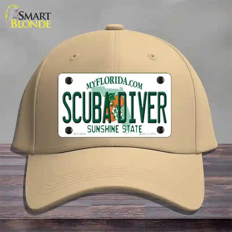 Scuba Diver Florida Novelty License Plate Hat Cotton / Khaki