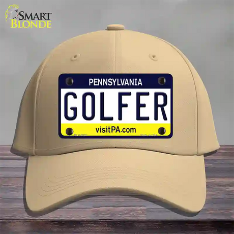 Golfer Pennsylvania State Novelty License Plate Hat Cotton / Khaki