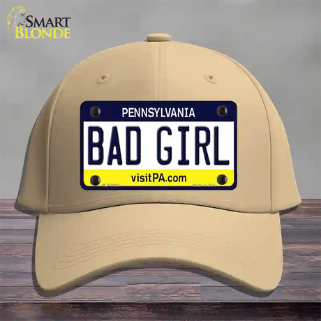 Bad Girl Pennsylvania State Novelty License Plate Hat Cotton / Khaki