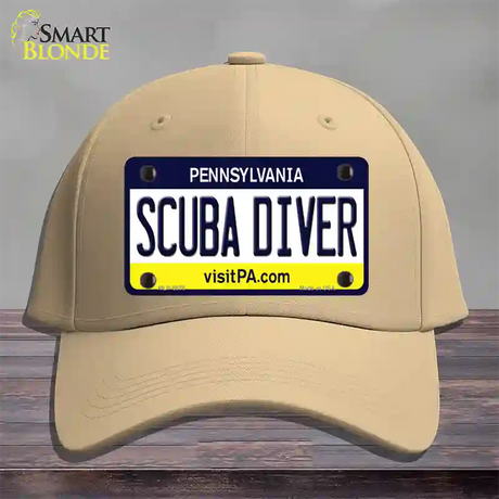 Scuba Diver Pennsylvania State Novelty License Plate Hat Cotton / Khaki