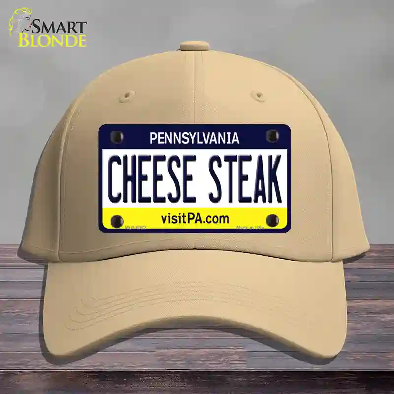 Cheese Steak Pennsylvania State Novelty License Plate Hat Cotton / Khaki