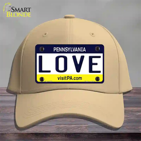 Love Pennsylvania State Novelty License Plate Hat Cotton / Khaki