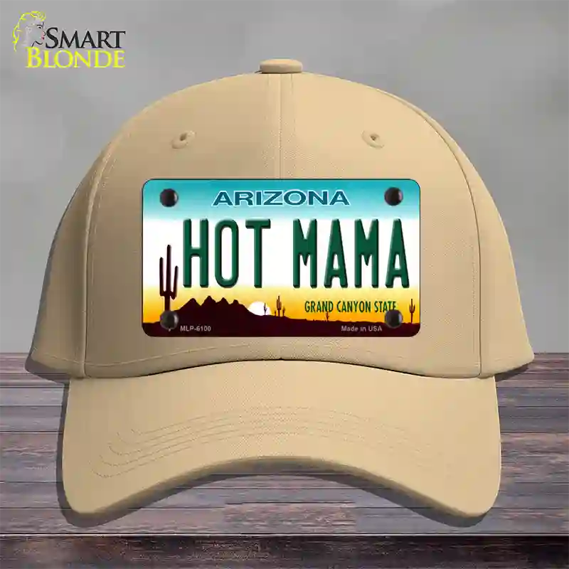 Arizona Hot Mama Novelty License Plate Hat Cotton / Khaki