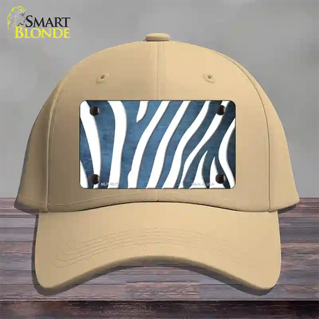 Light Blue White Zebra Oil Rubbed Novelty License Plate Hat Cotton / Khaki