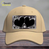 Black White Owl Hearts Oil Rubbed Novelty License Plate Hat Cotton / Khaki