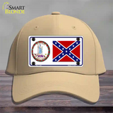 Confederate Flag Virginia Seal Novelty License Plate Hat Cotton / Khaki