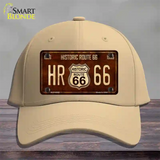 Historic Route 66 Vintage Novelty License Plate Hat Cotton Khaki