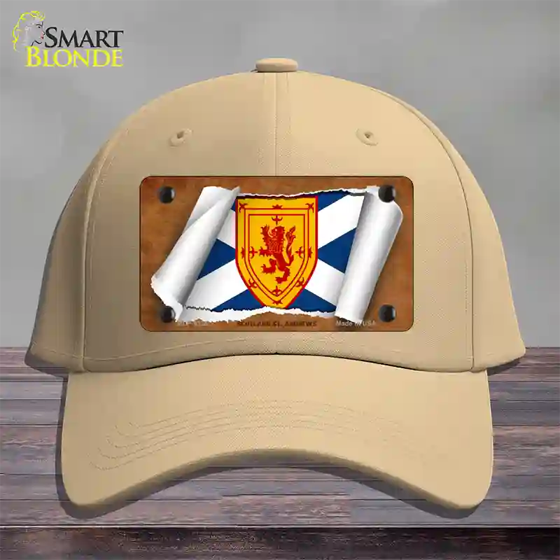 Scotland St. Andrews Flag Scroll Novelty License Plate Hat Cotton / Khaki