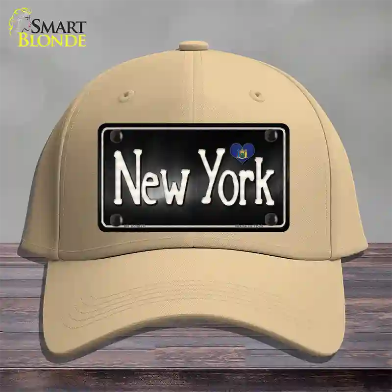 New York Flag Script Novelty License Plate Hat Cotton / Khaki