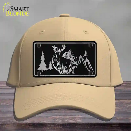 Elk Black Brushed Chrome Novelty License Plate Hat Cotton / Khaki