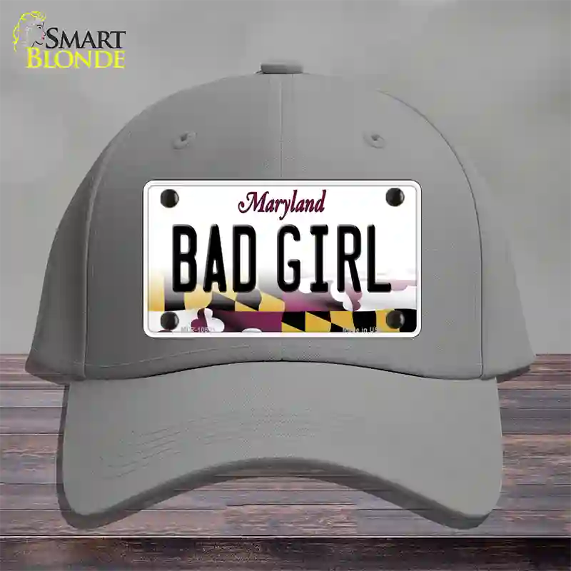 Bad Girl Maryland Novelty License Plate Hat Cotton / Gray
