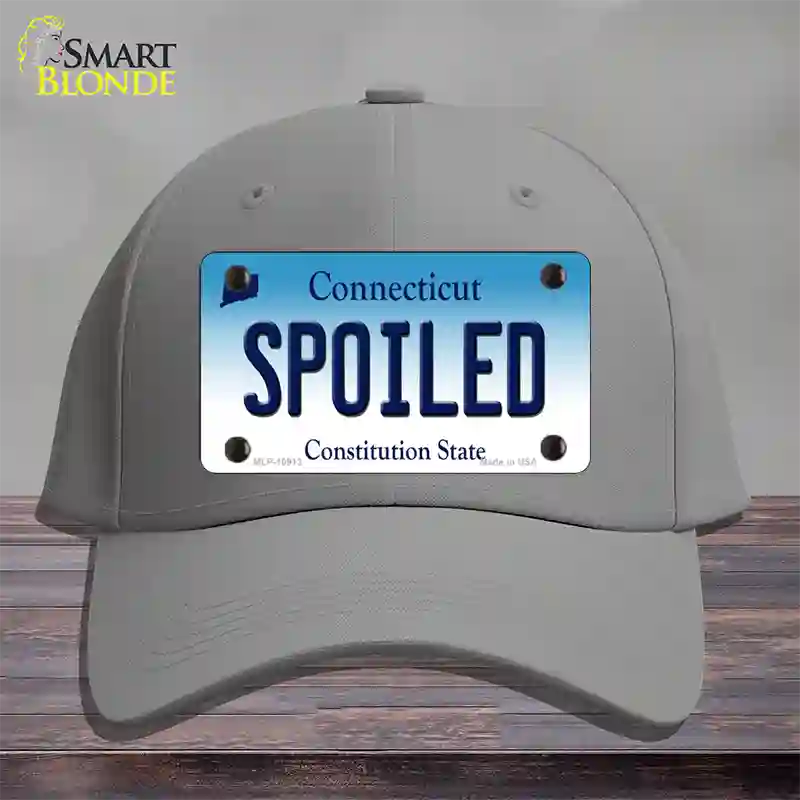 Spoiled Connecticut Novelty License Plate Hat Cotton / Gray