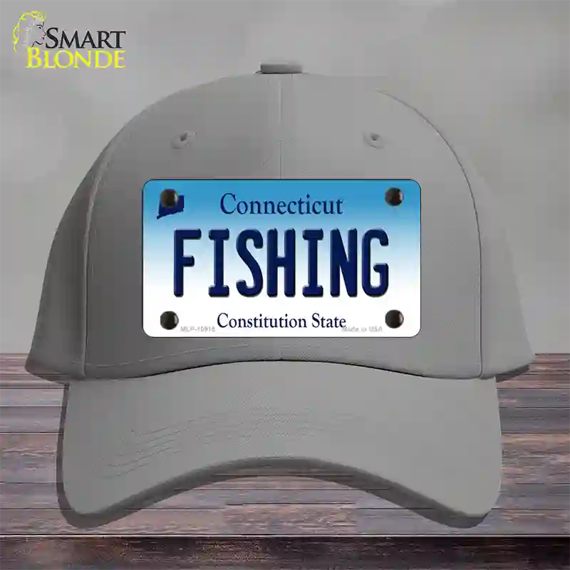 Fishing Connecticut Novelty License Plate Hat Cotton / Gray