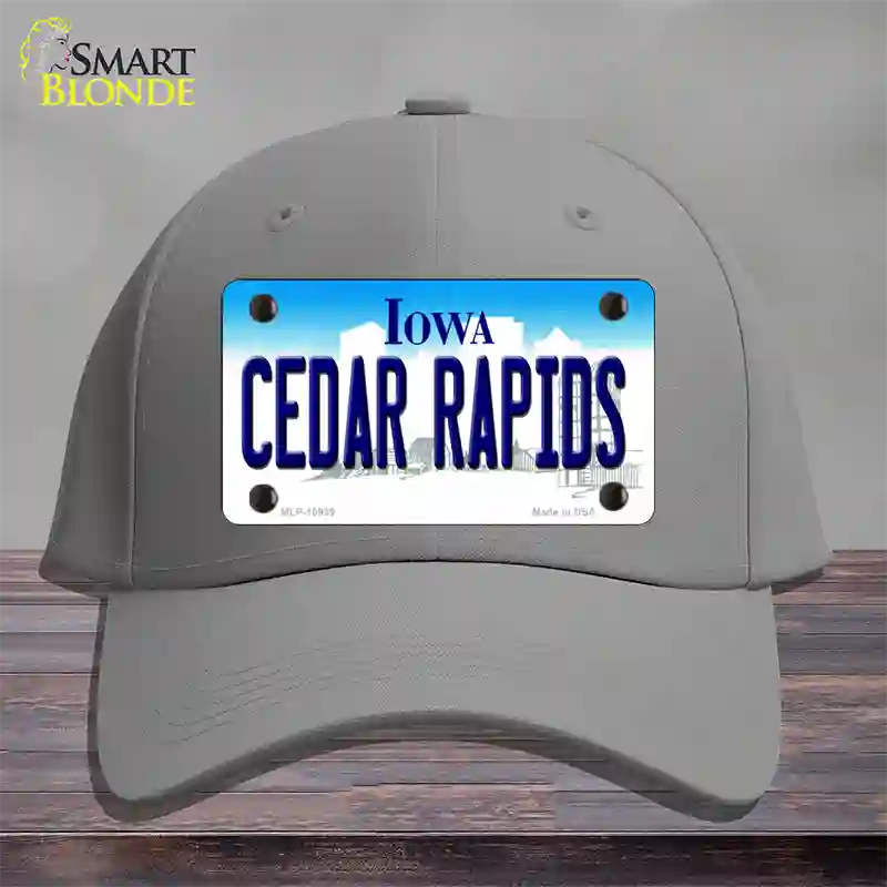 Cedar Rapids Iowa Novelty License Plate Hat Cotton / Gray