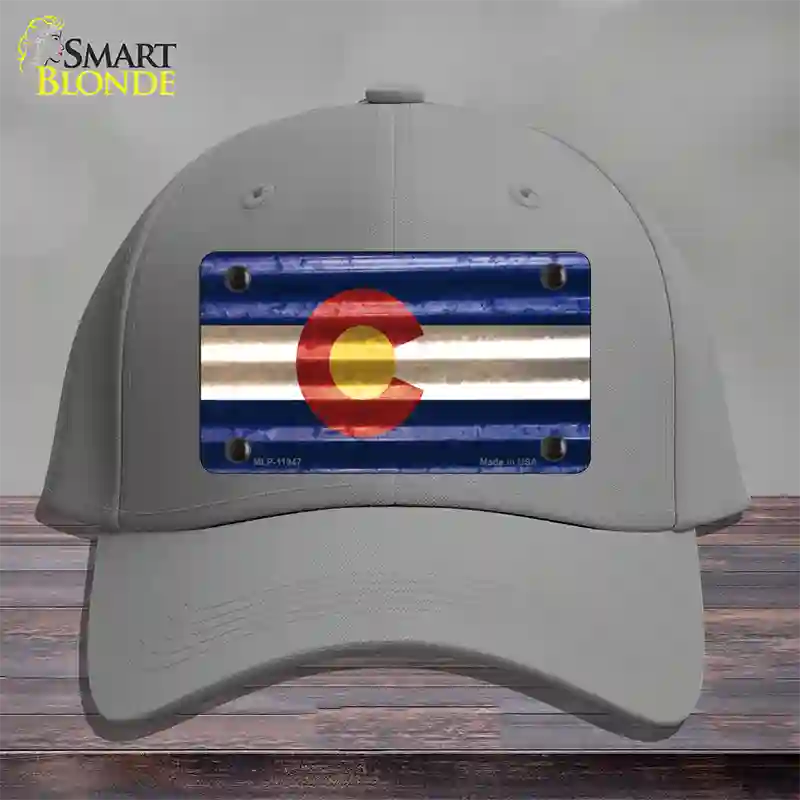 Colorado Corrugated Flag Novelty License Plate Hat Cotton Gray