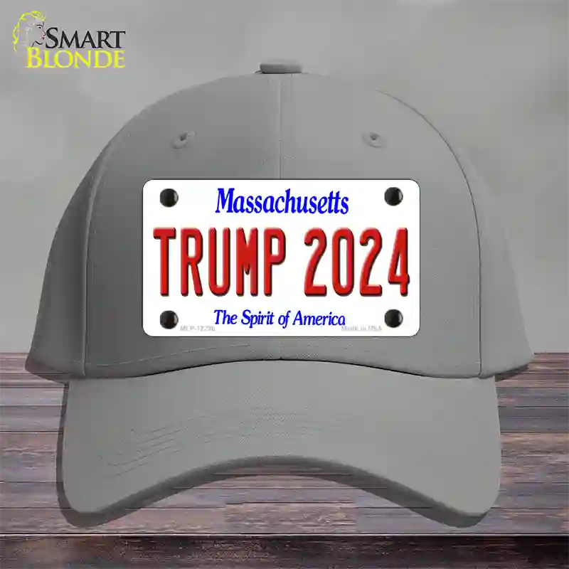 Trump 2024 Massachusetts Novelty License Plate Hat Cotton / Gray