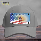 Alaska Bear with American Flag Novelty License Plate Hat HAT-MLP-12478