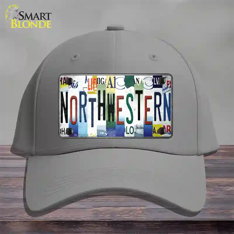 Northwestern Strip Art Novelty License Plate Hat Tag Cotton Gray