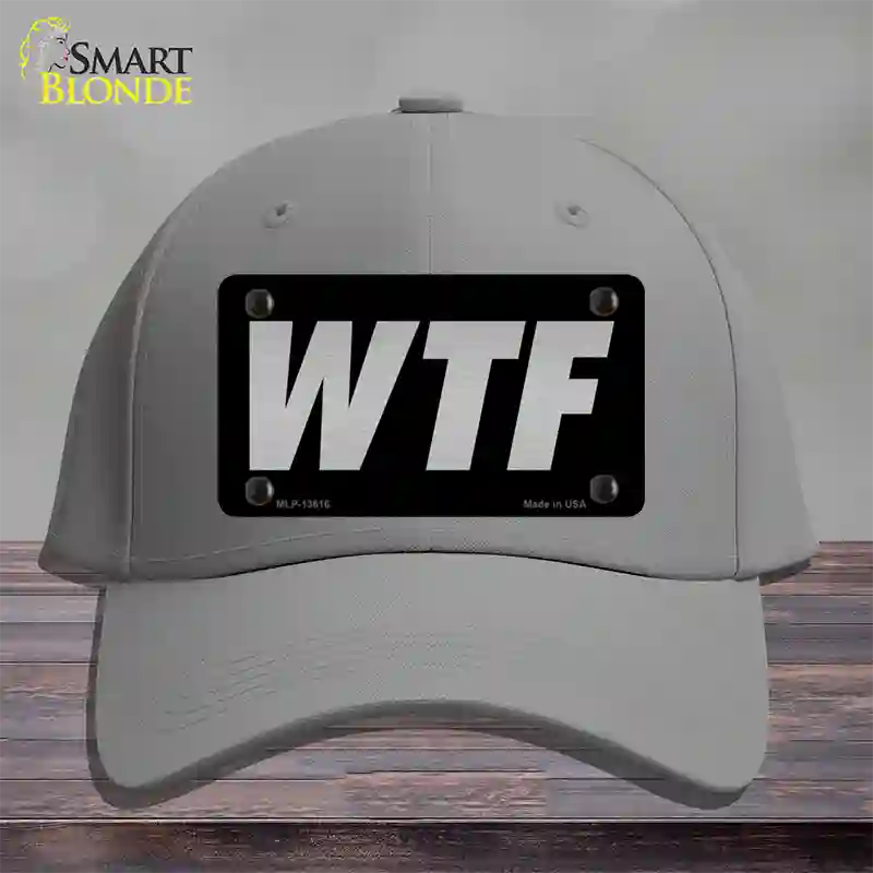 WTF Black Novelty License Plate Hat Tag Cotton / Gray