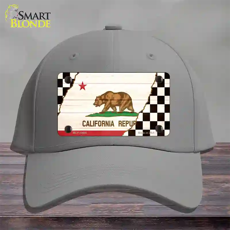 California Racing Flag Novelty License Plate Hat Tag Cotton Gray