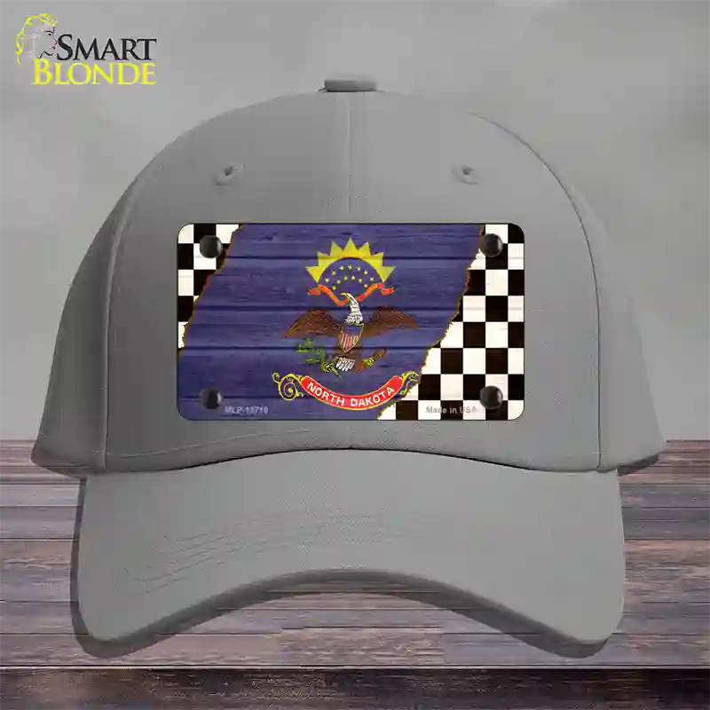 North Dakota Racing Flag Novelty License Plate Hat Tag Cotton Gray
