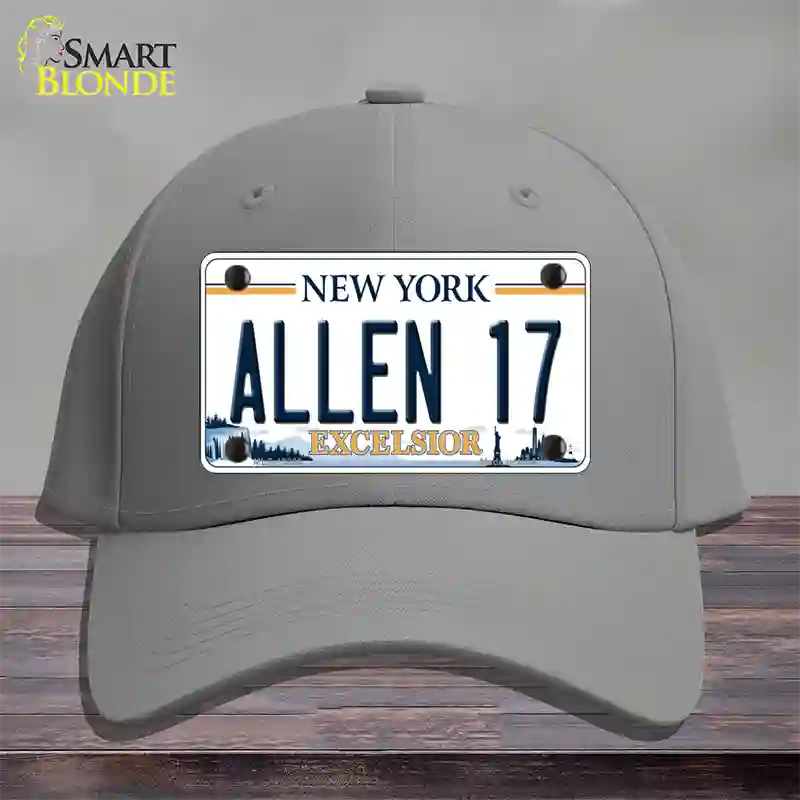 Allen 17 NY Excelsior Novelty License Plate Hat Tag Cotton Gray