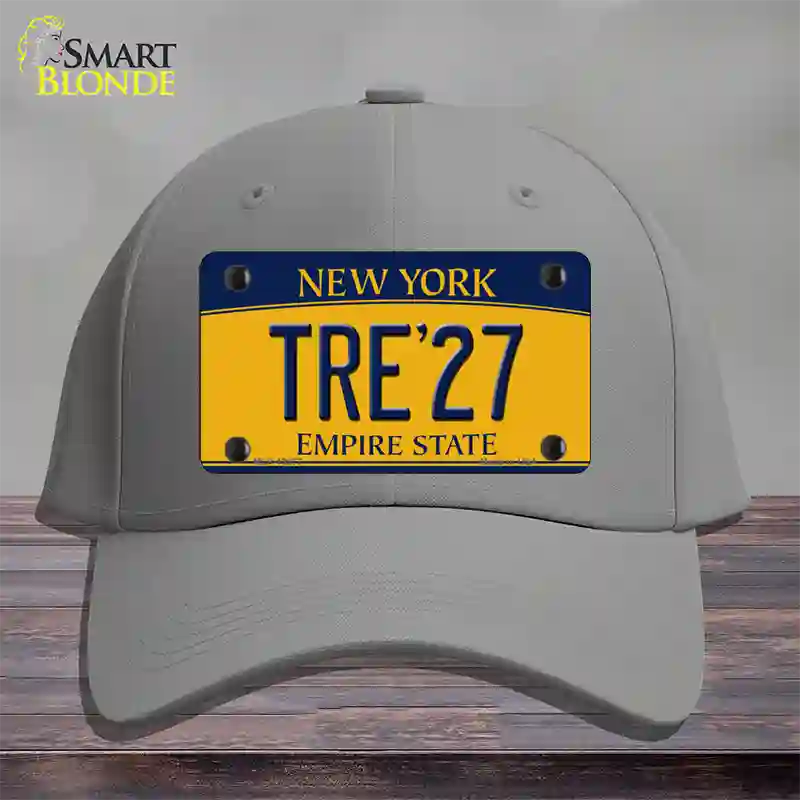 Tre 27 New York Yellow Novelty License Plate Hat Tag Cotton Gray