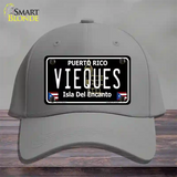 Vieques Puerto Rico Black Novelty License Plate Hat Cotton / Gray